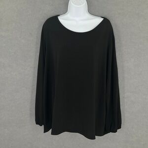 Roz & Ali Women's‎ 3X Black Long Sleeve Blouse Gold Button Detail Capsule Office